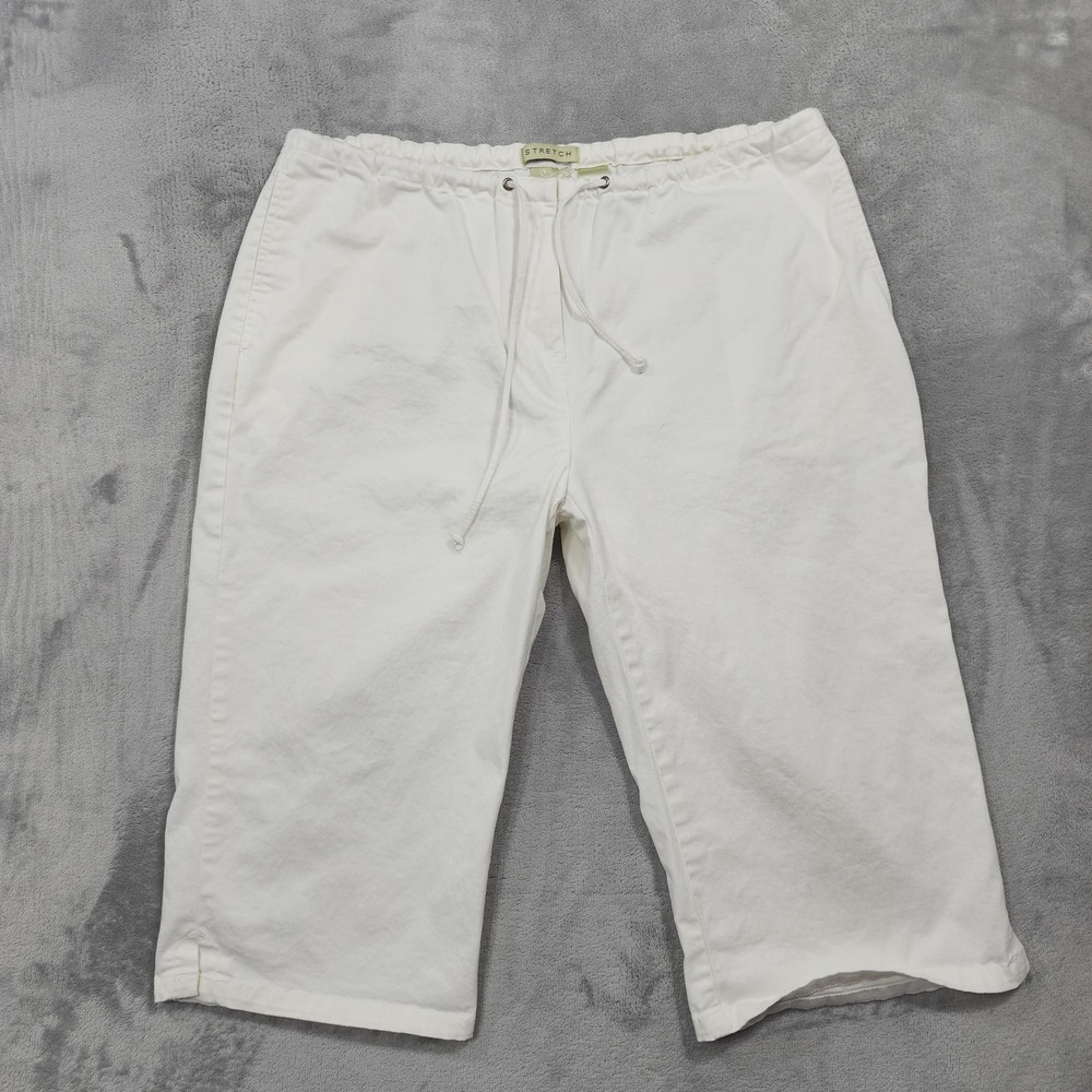 Belongings Pants Womens 10 White Capri Crop Drawstring Waist Stretch Casual